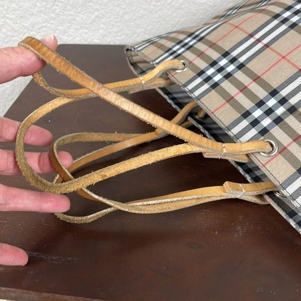 Burberry London Nylon Tote Bag Nova Check Haymarket Beige Tan Shopper Minimalist - Picture 12 of 15